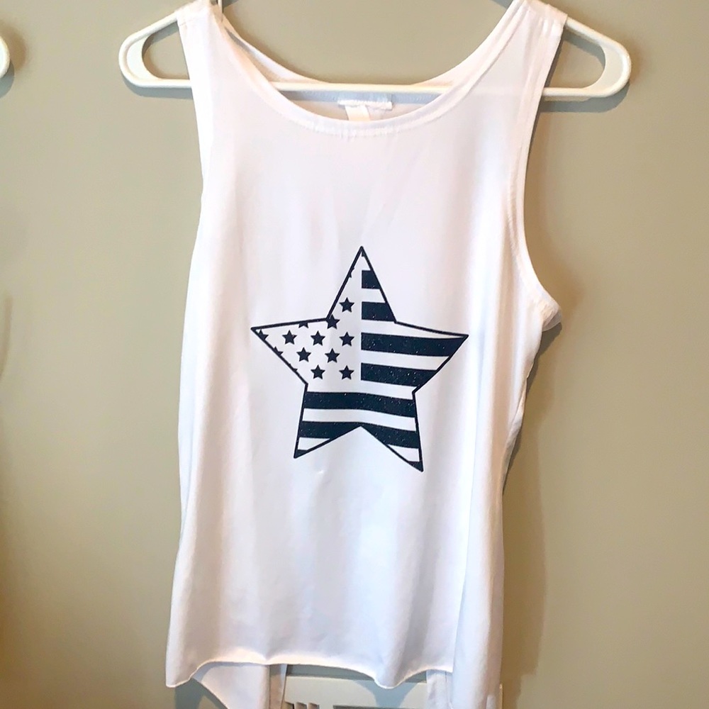 White sleeveless top
